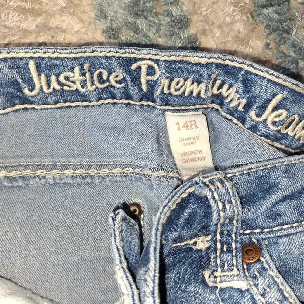 Justice Premium Blue Jeans Girls sz 14 EUC